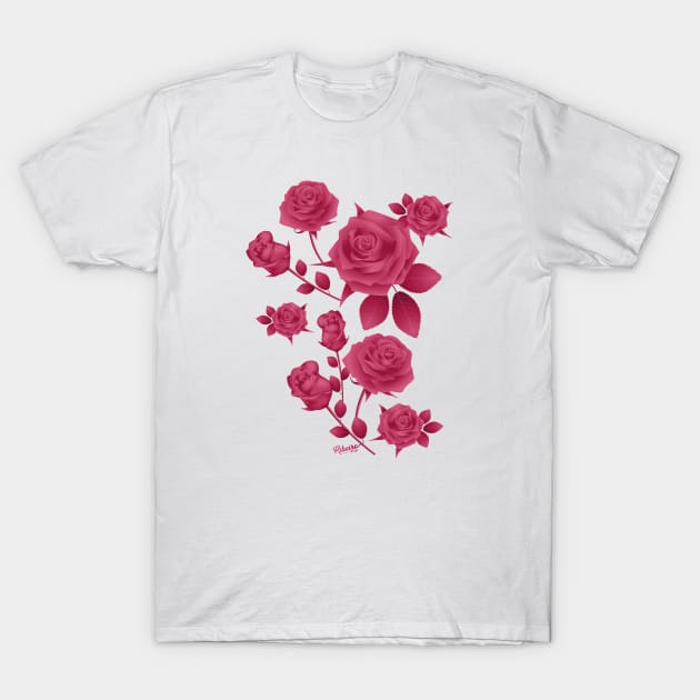 Pink Roses T-Shirt by Victor Ribeiro